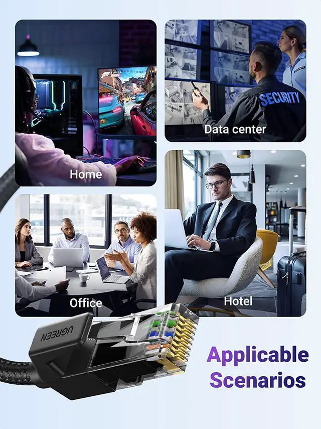 Alt view image 12 of 14 - UGREEN Cat 6 Ethernet Cable Braided Cat6 Gigabit High Speed 1000Mbps Internet Cable RJ45 Shielded Network LAN Cord Compatible for PC PS5 PS4 PS3 Xbox Smart TV Router 3FT