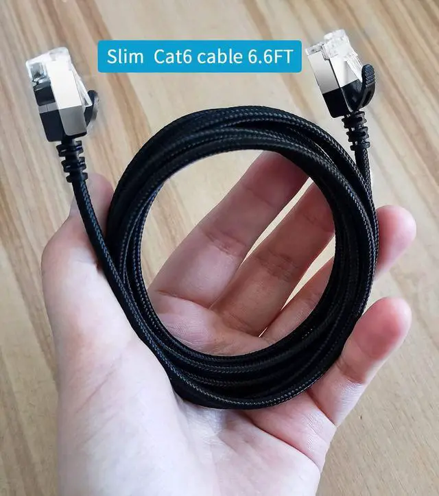 Alt view image 3 of 7 - CAT6a Ethernet Cable Slim 10FT, Soft Nylon net Cat 6 Ethernet Cable Ultra Thin & Flexible and Light Copper Wire 10Gbps 32AWG for PC, Mac, Laptop,PS5, PS4,Xbox in Black