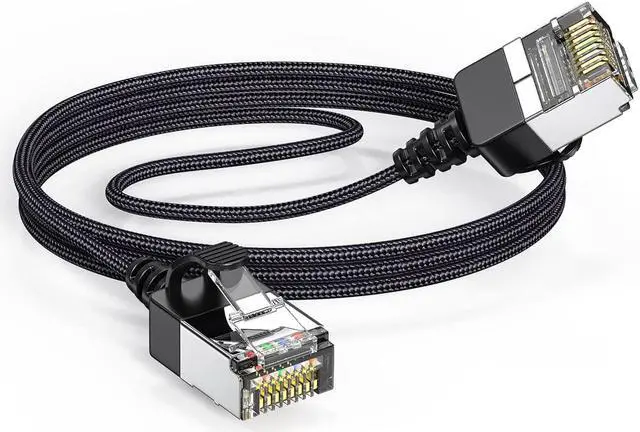 Main image of CAT6a Ethernet Cable Slim 10FT, Soft Nylon net Cat 6 Ethernet Cable Ultra Thin & Flexible and Light Copper Wire 10Gbps 32AWG for PC, Mac, Laptop,PS5, PS4,Xbox in Black