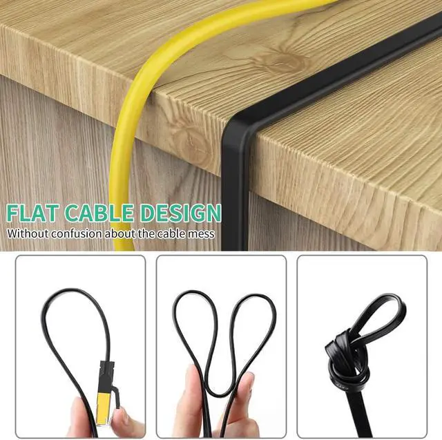 Alt view image 3 of 7 - Cat 8 Ethernet Cable 20 ft, Flat Ethernet Cable Internet Cable LAN Cable High Speed Ethernet Cables - Faster Than Cat7/Cat 6e Ethernet Cable