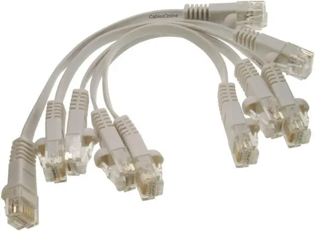 Main image of CablesOnline, 5-Pack White 6-inch (0.5ft) CAT6 Network UTP Ethernet RJ45 Flat-Design Patch Cable, U6-000FW-5