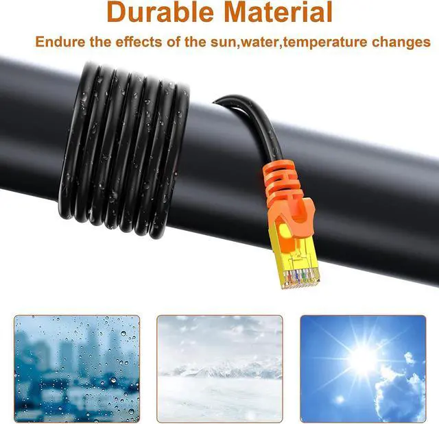 Alt view image 2 of 7 - Outdoor Cat 7 Ethernet Cable 75ft, 26AWG Heavy-Duty Cat7 Networking Cord Patch Cable RJ45 Transmission Speed 10GbpsTransmission Bandwidth 600Mhz LAN Wire Cable SFTP Waterproof Direct Burial