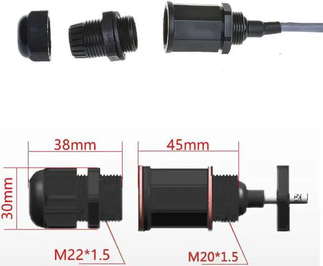 Alt view image 2 of 7 - 5PCS M20 RJ45 Waterproof Cat5 8P8C Connector IP67 Ethernet LAN Cable Connector Double Head with Cat5 Network Cable Outdoor LAN Coupler Adapter Male to Female