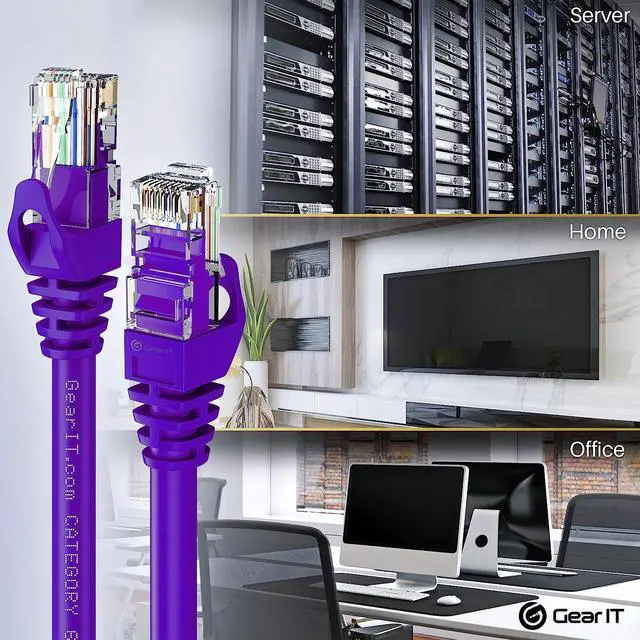 Alt view image 7 of 7 - GearIT Cat6 Cable 0.5 ft 6 in (100-Pack) - Cat6 Ethernet Cable, Cat 6 Ethernet Cable, Cat6 Patch Cable, Cat 6 Patch Cable, Cat 6 Cable, Network Cable, Internet Cable - Purple 0.5 Feet