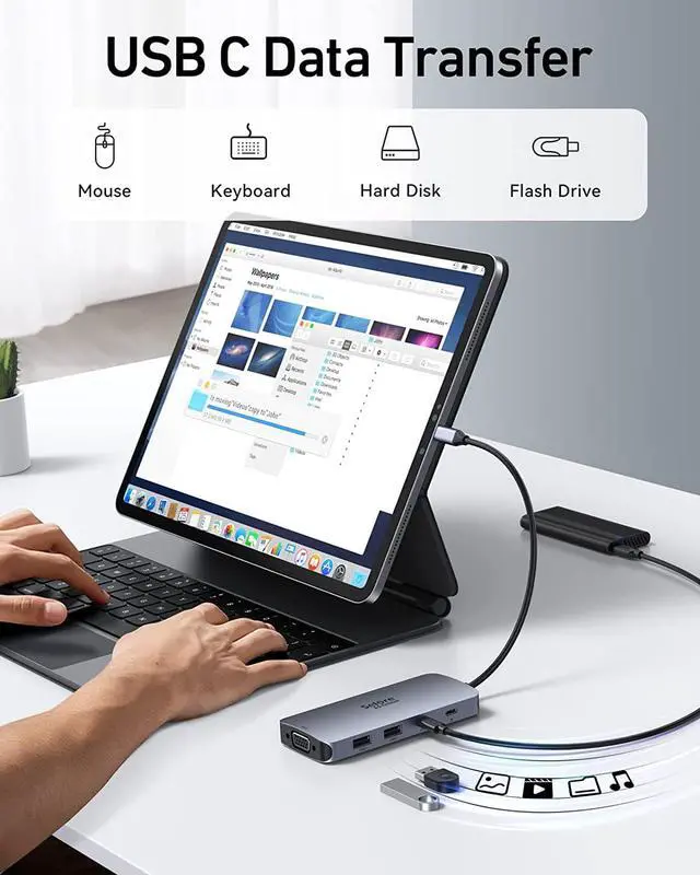 Alt view image 6 of 7 - USB C Docking Station Dual HDMI Monitor Adapter, Selore USB C Hub 3 Monitors Adapter with Dual HDMI, Displayport, VGA, 100W PD Charging, 2USB A 2.0,USB C 2.0 Ports Adapter for  XPS,HP, Lenovo,etc