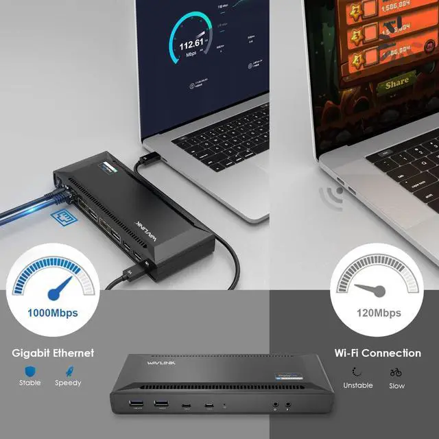 Alt view image 6 of 6 - WAVLINK Universal USB C Laptop Docking Station Dual Monitors 5K/4K@60Hz with 65W Host Charging for Thunderbolt 4/3, USB-C Windows, Mac, Chrome, Ubuntu 20.04,22.04(2HDMI, 2DP, 6USB 3.0, 1Gbps Ethernet
