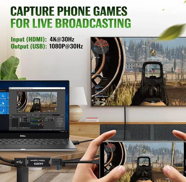 Alt view image 2 of 7 - Audio Video Capture Cards Cam Link Card HDMI to USB 2.0 Full HD Record via DSLR Camcorder Action Cam for Acquisition Live Streaming Gaming Teaching ConferenceSupport VLC/OBS/Amcap