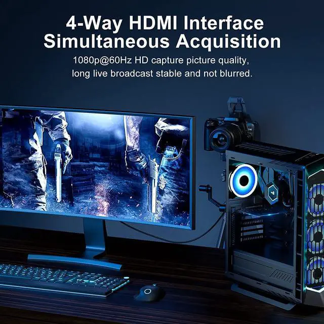 Alt view image 4 of 7 - ACASIS 4K HDMI PCIe x4 Video Capture Card Stream and Record in 1080p60 with Ultra-Low Latency for Video Conferencing, Teaching, Streaming, Broadcasting on OBS, Zoom, Teams with Multicam, PC