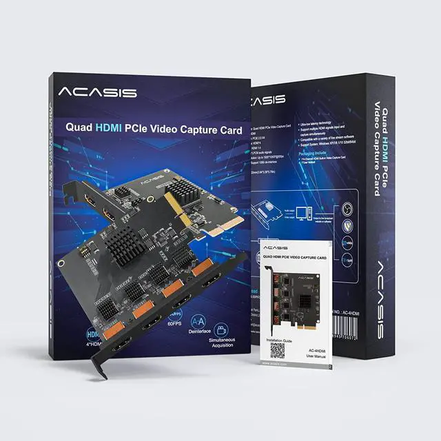 Alt view image 7 of 7 - ACASIS 4K HDMI PCIe x4 Video Capture Card Stream and Record in 1080p60 with Ultra-Low Latency for Video Conferencing, Teaching, Streaming, Broadcasting on OBS, Zoom, Teams with Multicam, PC