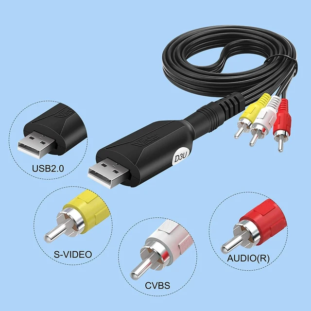 Alt view image 5 of 7 - USB Audio Video Capture Card, VHS to Digital Converter USB 2.0 Video Capture Card RCA/AV to USB Video Capture Device Cable Video Grabber for VCR DVR TV Windows PC