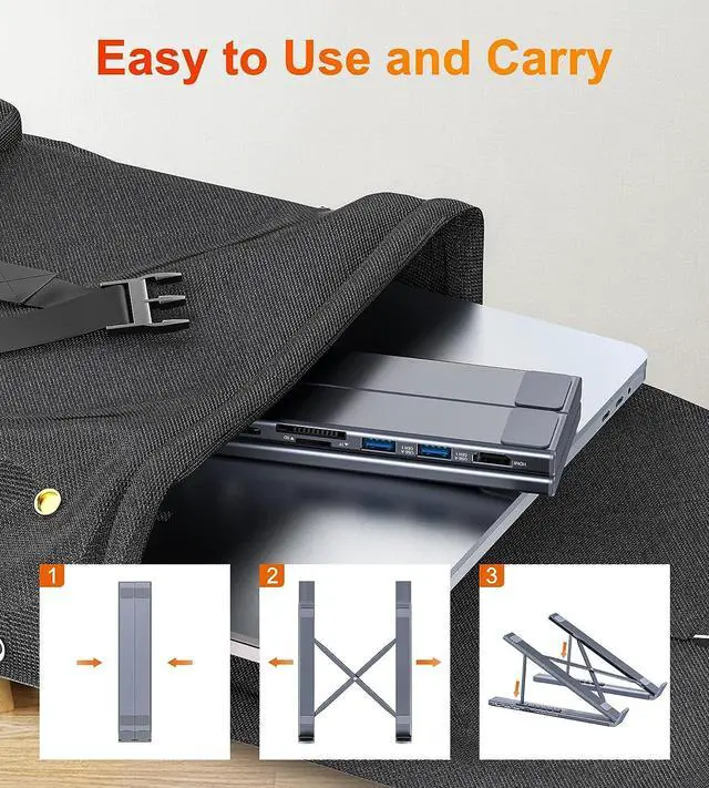 Alt view image 7 of 7 - USB C Laptop Docking Station Stand, USB C Dock Tablet Stand, 7 in 1 USB C Hub with 4K HDMI, 2 USB 3.1, PD 100W, Universal Docking Station for MacBook Pro/Air//HP/Surface/Lenovo, Plug and Play