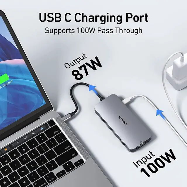 Alt view image 3 of 6 - USB C Docking Station Dual DisplayPort, 8 in 1 USB C Hub with 2 DP, HDMI, VGA, USB C 2.0, 2 USB A 2.0, PD Charging Port, Multi Monitor Adapter for Dell/HP/Lenovo Laptops