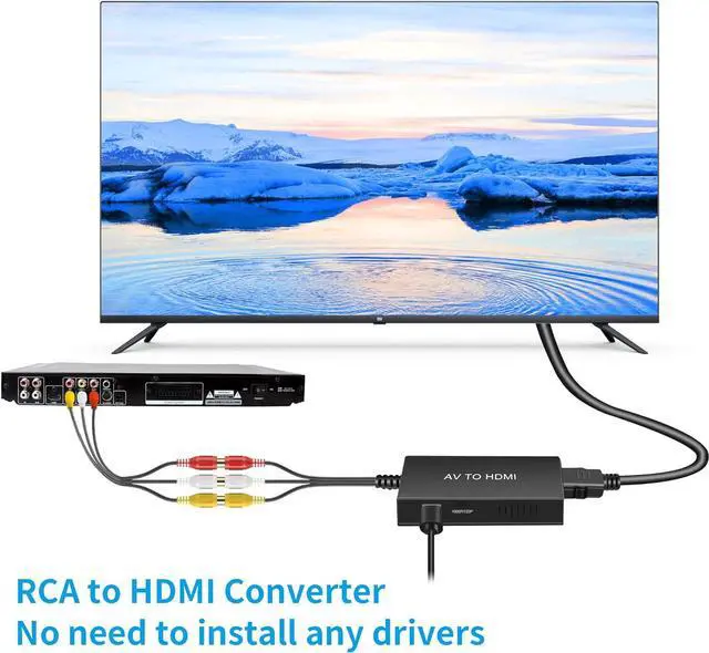 Alt view image 2 of 7 - RCA to HDMI Converter Composite to HDMI Adapter Support 1080P PAL/NTSC Compatible with PS one PS2 PS3 STB Xbox VHS VCR Blue-Ray DVD Players