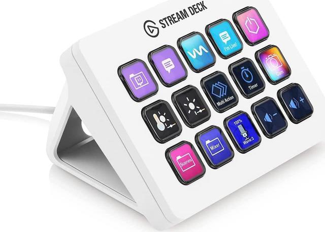 Elgato Stream Deck MK.2 White Studio Controller, 15 macro keys, trigger  actions in apps and software like OBS, Twitch, YouTube and more, works with 