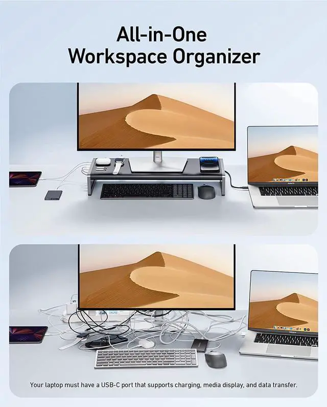 Alt view image 3 of 6 - Anker 675 USB-C Docking Station (12-in-1, Monitor Stand, Wireless) with 10Gbps USB-C Ports, 4K@60Hz HDMI Display, Wireless Charging Pad, for Lenovo ThinkPad, MacBook Pro M1 / M2 and More USB-C Devices