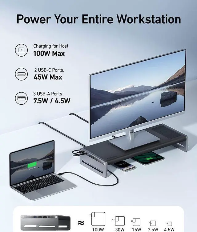 Alt view image 5 of 6 - Anker 675 USB-C Docking Station (12-in-1, Monitor Stand, Wireless) with 10Gbps USB-C Ports, 4K@60Hz HDMI Display, Wireless Charging Pad, for Lenovo ThinkPad, MacBook Pro M1 / M2 and More USB-C Devices