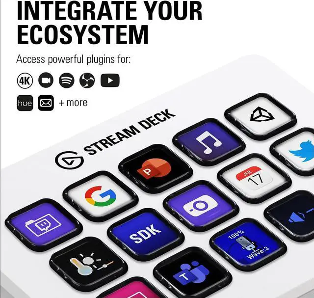 Alt view image 6 of 7 - Elgato Stream Deck MK.2 White  Studio Controller, 15 macro keys, trigger actions in apps and software like OBS, Twitch, YouTube and more, works with Mac and PC