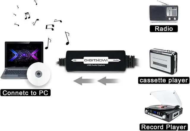 Alt view image 2 of 6 - USB Audio Capture Card Grabber for Vinyl Cassette Tapes to Digital MP3 Converter Support Mac & Windows 10/8.1/8 / 7 / Vista/XP