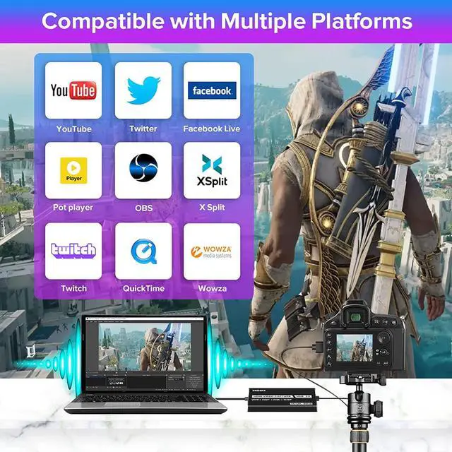 Alt view image 3 of 7 - Capture Card, Video Capture Card for Streaming, Switch Capture Cards, Game Capture Card, HDMI to USB HDMI Video Capture Card Device for Switch 4K 1080P 60FPS Live Recording Work with PS5/PS4/OBS/PC