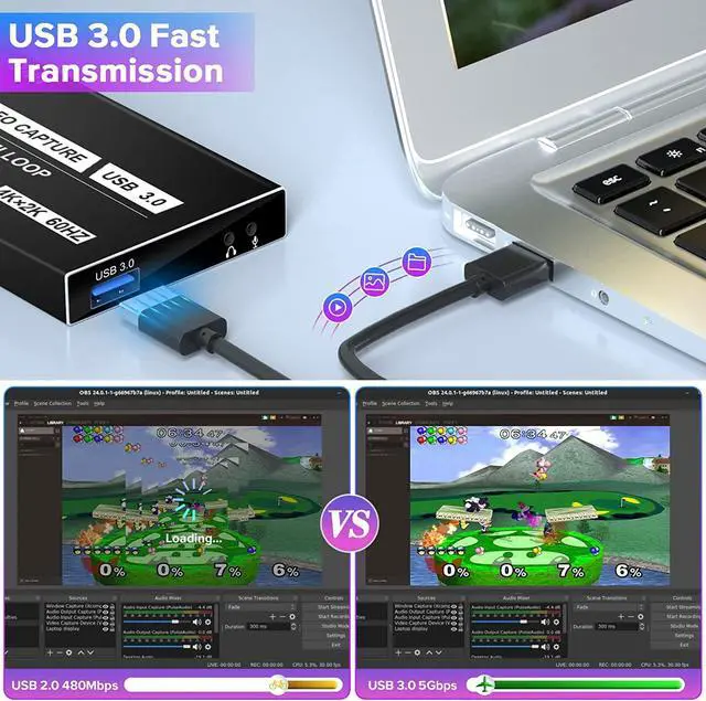 Alt view image 5 of 7 - Capture Card, Video Capture Card for Streaming, Switch Capture Cards, Game Capture Card, HDMI to USB HDMI Video Capture Card Device for Switch 4K 1080P 60FPS Live Recording Work with PS5/PS4/OBS/PC