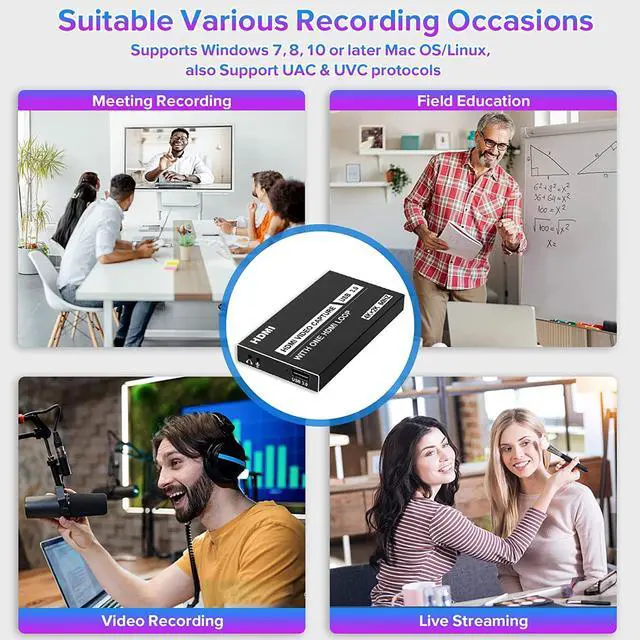 Alt view image 7 of 7 - Capture Card, Video Capture Card for Streaming, Switch Capture Cards, Game Capture Card, HDMI to USB HDMI Video Capture Card Device for Switch 4K 1080P 60FPS Live Recording Work with PS5/PS4/OBS/PC