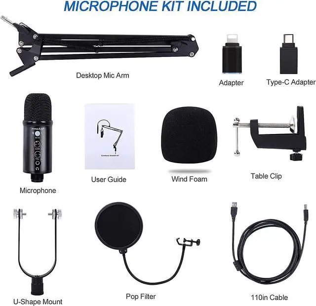 Alt view image 7 of 7 - USB Microphone Condenser Computer PC Gaming Mic Podcast Microphone Kit for Streaming,Recording,Vocals,ASMR,Voice,Cardioid Studio Microphone for Phone/Pad/Android/MAC/Laptop/PS4/USB C Phone,YouTube
