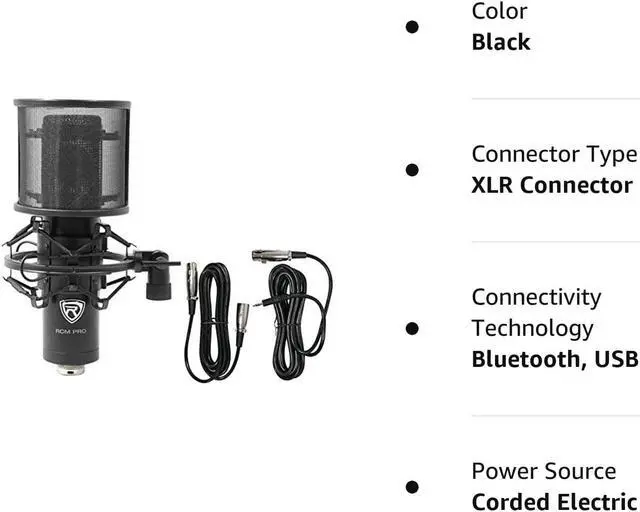 Main image of Rockville RCM PRO Studio/Recording Condenser Microphone w Samsung Capacitors, Black
