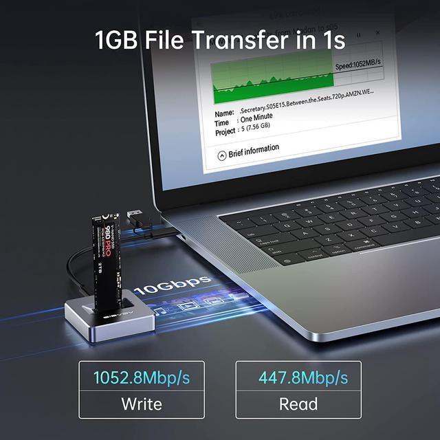 Alt view image 3 of 14 - ACASIS 40Gbps M.2 NVMe SSD Enclosure with Built-in Cooling Fan, Tool Free Installation, TBU 405 Pro for M1 M2 Pro/Max, Compatible with USB4/3.2/3.1/3.0/2.0, Support SSD Size 2280 B+M M-Key