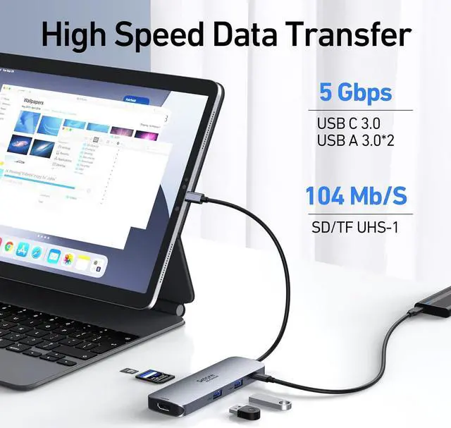 Alt view image 6 of 7 - USB C Docking Station Dual HDMI Monitor,USB C to Dual HDMI Adapter with 2 HDMI Ports,PD Charging,SD/TF,USB A&C 3.0 Ports,USB C Hub HDMI for  XPS/HP/Lenovo/Surface/Yoga etc