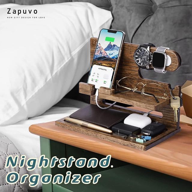 Personalized Best Boss Gifts for Women, Men - Wood Phone Docking Station,  Nightstand Organizer, Gift Ideas for Special Anniversary, Birthday, Gifts