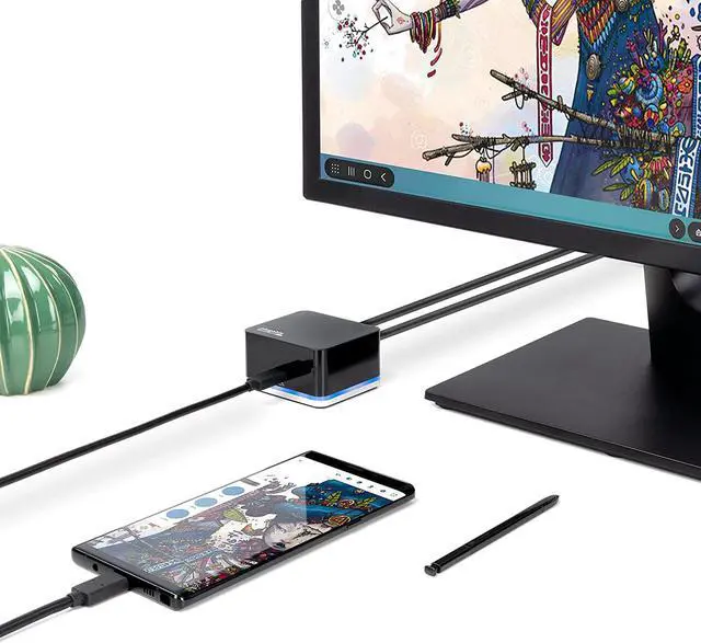 Alt view image 2 of 7 - Plugable Phone Cube Compatible with Samsung Galaxy Note 9, S9, S9 Plus, S8, S8 Plus, S10, Tab S5e - Driverless, Transforms Your USB C Phone to a Desktop with HDMI, USB and Ethernet