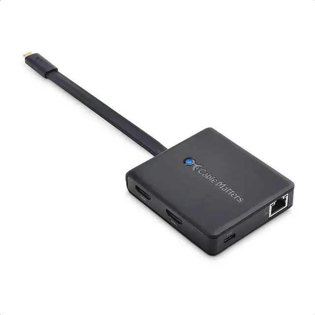Main image of Cable Matters Dual Monitor USB C Hub (USB C Dock) with Dual 4K HDMI, 2X USB 2.0, Ethernet, and 100W Charging - Thunderbolt 4 / USB4 / Thunderbolt 3 Port Compatible with Windows