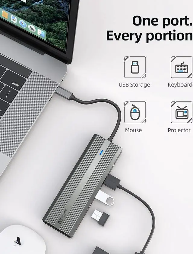 Alt view image 5 of 7 - 10-in-1 MultiPort Docking Station with 8-in-1 USB C Hub