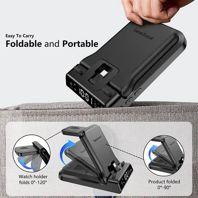 Alt view image 5 of 7 - Charging Station for , Foldable 25W 3 in 1 Super Fast Charging Dock Stand for Galaxy S24 Ultra/S23/S22/Z Flip 5/Fold 5/A54/A25/A15/Buds,  Watch Charger for Galaxy Watch 6/5/4/3