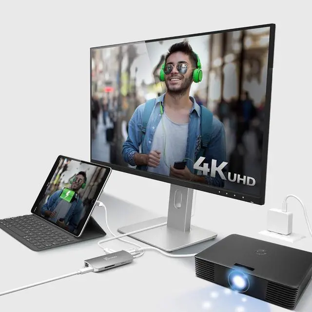 Alt view image 5 of 7 - j5create USB C Hub Adapter Multi-Monitor 10-in-1 Port Docking Station 4K HDMI, VGA, Ethernet, USB 3.0, MicroSD, SD, USB-C 3.1 + Power Delivery | for PC, Laptop, Tablet, Display Connection