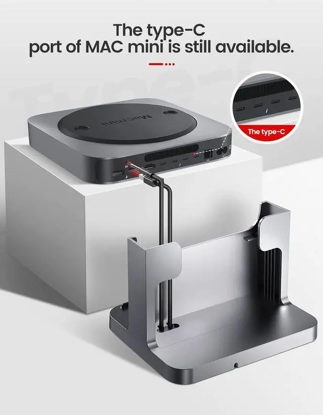 Alt view image 5 of 7 - VAYDEER Mac Mini Stand Space Gray ABS Plastic Dock for Mac Mini, 8-in-1 Dock Station Holder with Power Adapter, USB 3.0 Ports/USB Hub for Data Transfer TF/SD Card Reader HDD/SSD Slot Audio Jack