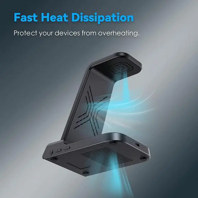 Alt view image 7 of 7 - Wireless Charger for iPhone, 3 in 1 Charging Station for Apple Watch Ultra 2/Watch 9/8/7/6/5, for iPhone 15/14/13/12/11/X Series, Air Pods Pro 2/3/Pro (with Digital Clock)