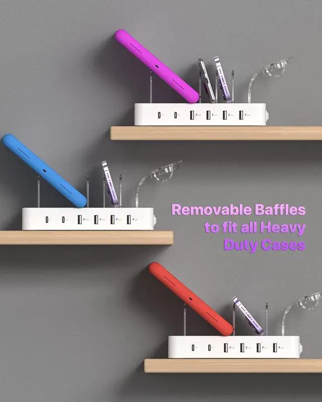 Alt view image 6 of 7 - SooPii 6-Port USB C Charging Station for Multiple Devices 2 PD 20W Fast Charging for lPhone 15 and More 6 Charging Cables and 2in1 Holder for IWatch Charger & Air Pods Included