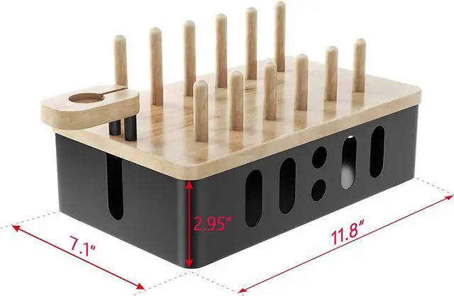 Alt view image 7 of 7 - Metal Charging Station for Multiple Devices,New Upgrade Wood Charging Station for Phone Tablet Smart Watch Holder Desk OrganizersMatte Black Dock Device Organizer