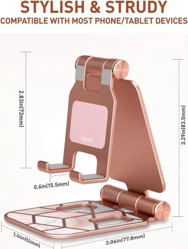 Alt view image 6 of 7 - Cell Phone Stand for Desk Cell Phone Holder Foldable Adjustable Fits All Smart Phones iPhone15 14 13 Pro Max  S24 S23 S22 Flip Multi-Angle Office Desk Phone Stand Holder Marble