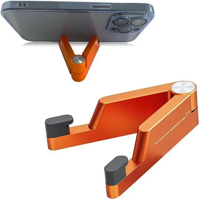 Alt view image 6 of 7 - MONEER Cell Phone Stand, Phone Stand for Desk, Foldable & Portable iPhone Stand, Cell Phone Holder Desk Compatible with All Mobilephone, iPhone, iPad mini, Tablet 4-10.5" (Orange)