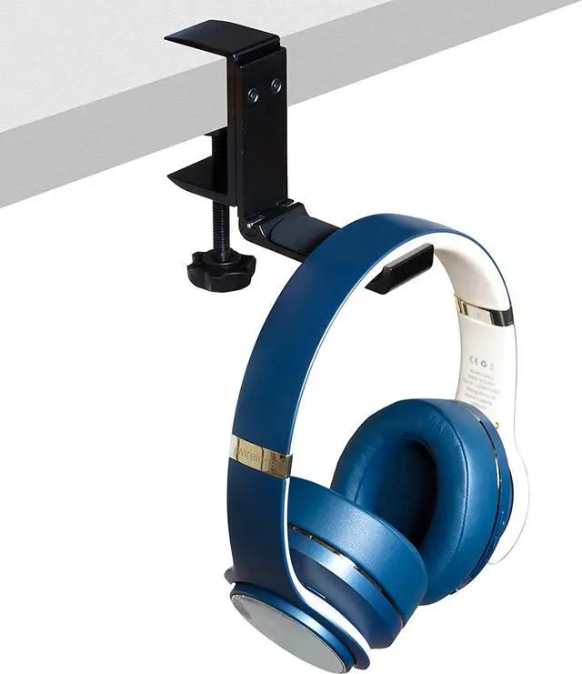 Alt view image 4 of 6 - ZONDER Desktop Speaker Stands Clamp Pair - Adjustable Studio Monitor Stands Desk Clamp - 360º Rotation for PC Laptop Gaming - with Foldable Aluminum Headphone Hanger for Headset Game Controllers
