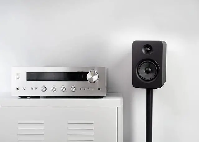 Alt view image 6 of 7 - Kanto SP26PL Universal Speaker Floor Stands for Bookshelf Speakers | 26 Tall | Two Sizes Rotating Top Plate w/Foam Padding | Carpet & Hardwood Feet | Hidden Cables | ¼-20 Mounting | Pair | Black