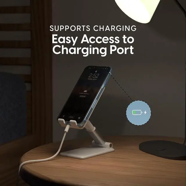 Alt view image 3 of 7 - TALK WORKS Adjustable Cell Phone Desk Mount Compatible w/ iPhone 13/ Pro/ Pro Max,14/Plus/Pro/Pro Max - Flexible Stand for Office, Home, Tabletop (White), Welcome to consult
