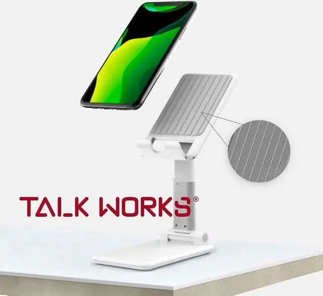 Alt view image 7 of 7 - TALK WORKS Adjustable Cell Phone Desk Mount Compatible w/ iPhone 13/ Pro/ Pro Max,14/Plus/Pro/Pro Max - Flexible Stand for Office, Home, Tabletop (White), Welcome to consult