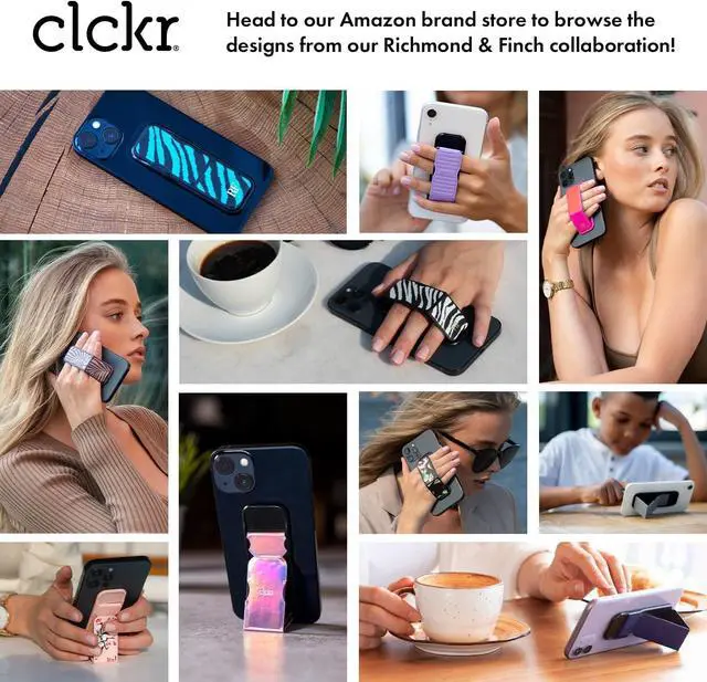 Alt view image 5 of 6 - CLCKR Cell Phone Grip and Expanding Stand, Universal Phone Grip Holder with Multiple Viewing Angles for iPhone 14/13/12, Samsung Galaxy S22 and More, Phones, Tablets, Lilac Pebbled Lines