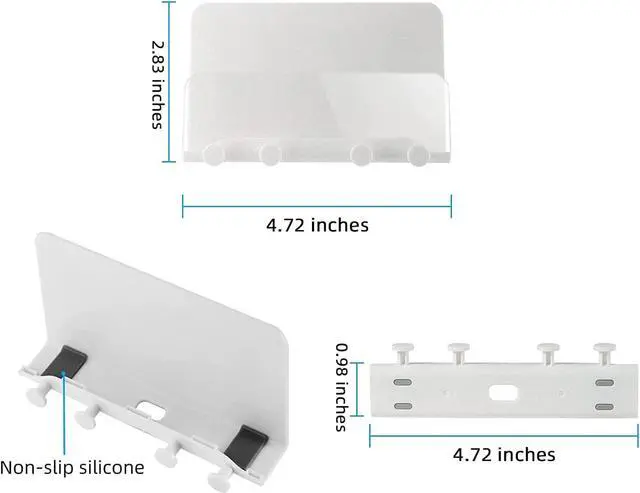 Alt view image 2 of 6 - Clear Wall Mount Adhesive Phone Holder,Multi-Function Cell Phone Charging Brackets Holders,Hook for Living Room, Kitchen, Bathroom, Office,Compatible with Most Phones and Tablet
