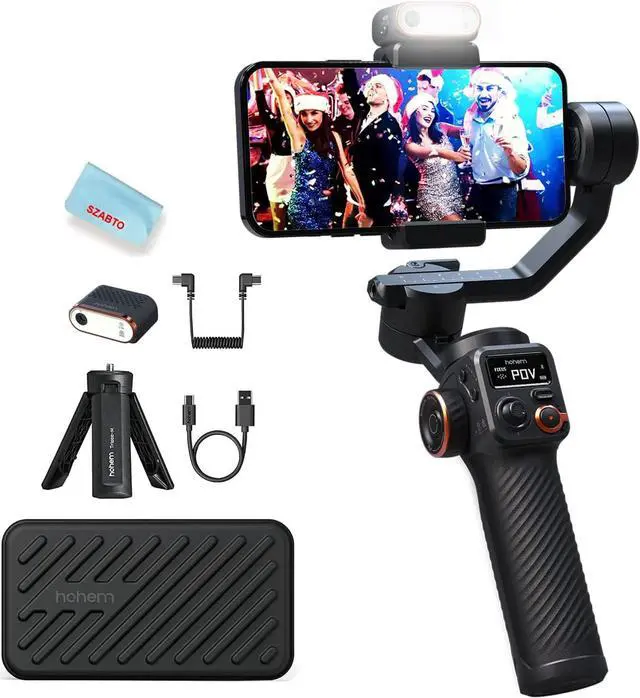 Main image of Hohem iSteady M6 Kit Smartphone Gimbal Stabilizer 3-Axis with Magnetic Fill Light/AI Tracking Sensor for iPhone Android with 0.91-inch OLED Display Max Payload 400g