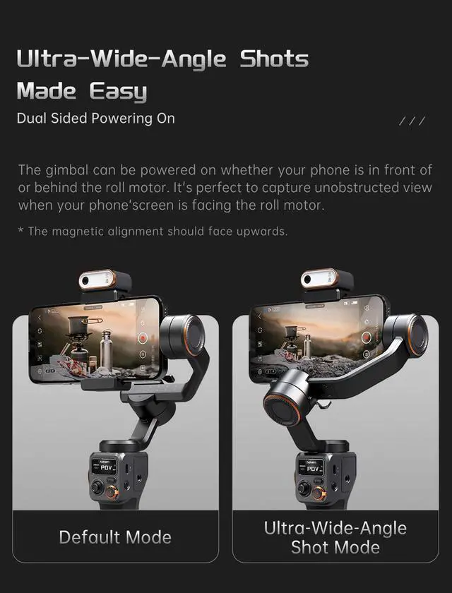 Alt view image 4 of 7 - Hohem iSteady M6 Kit Smartphone Gimbal Stabilizer 3-Axis with Magnetic Fill Light/AI Tracking Sensor for iPhone Android with 0.91-inch OLED Display Max Payload 400g