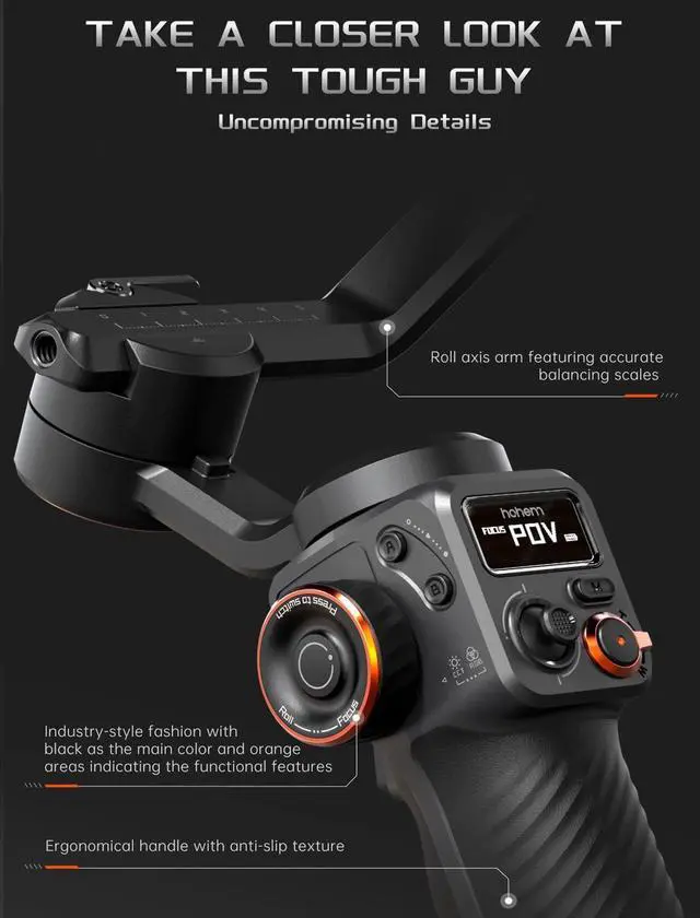 Alt view image 6 of 7 - Hohem iSteady M6 Kit Smartphone Gimbal Stabilizer 3-Axis with Magnetic Fill Light/AI Tracking Sensor for iPhone Android with 0.91-inch OLED Display Max Payload 400g